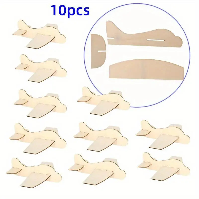 10-Pack Unfinished Wooden Airplane Models – DIY Painting Craft Wooden DIY Craft Kit Babs 10pcs