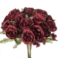 Artificial Silk Peony Bouquet – Wedding & Home Décor (1/3 Pc) Artificial Flower Bouquet Babs Burgundy 3 pcs