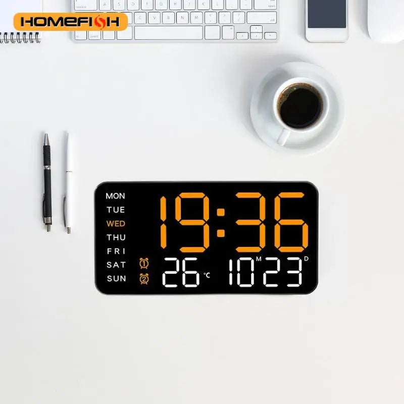 Giant LED Digital Wall Clock – Time, Temp & Date Display LED Wall Clock Babs