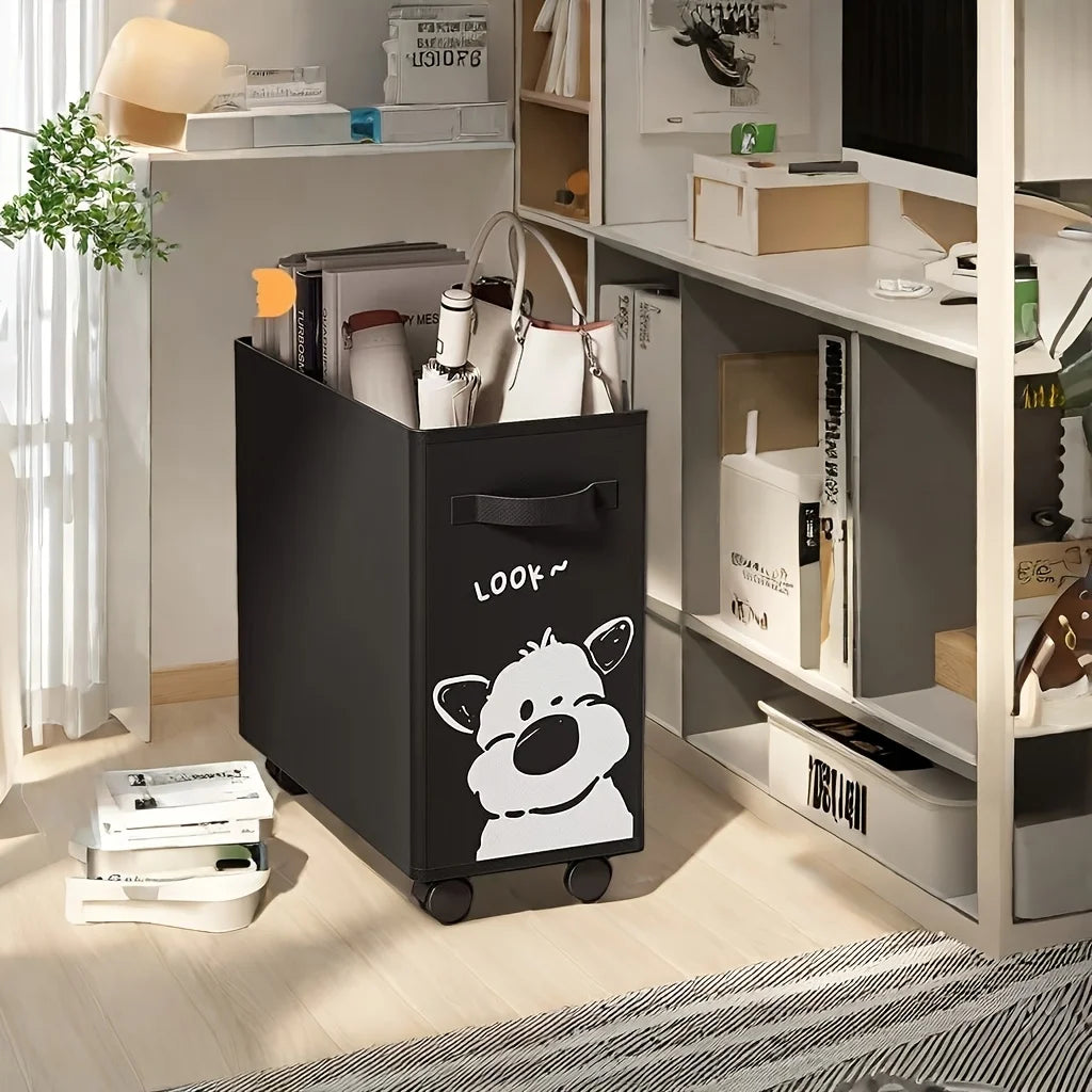 Under Desk Rolling Cart | Oxford Cloth Storage Baskets & Wheels Rolling Storage Cart Babs Black Puppy