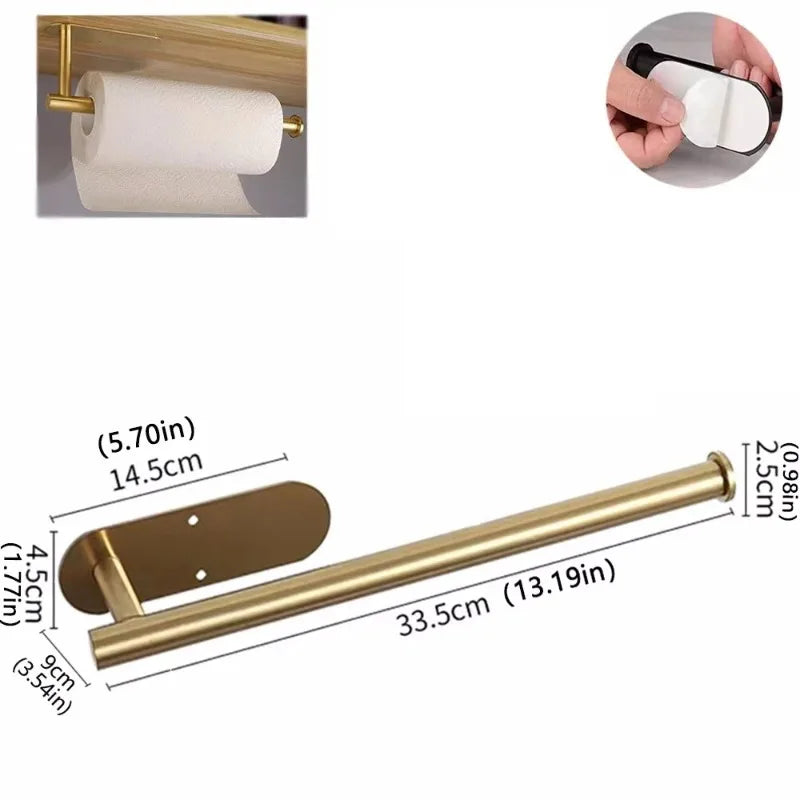Adhesive Stainless Steel Paper Towel Holder & Napkin Rack Paper Towel Holder Babs