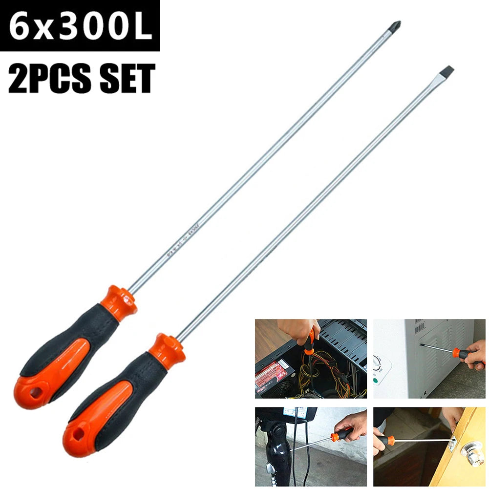 DAZZLEEX 12-Inch Extra Long Magnetic Screwdriver Set Extended Screwdriver Babs