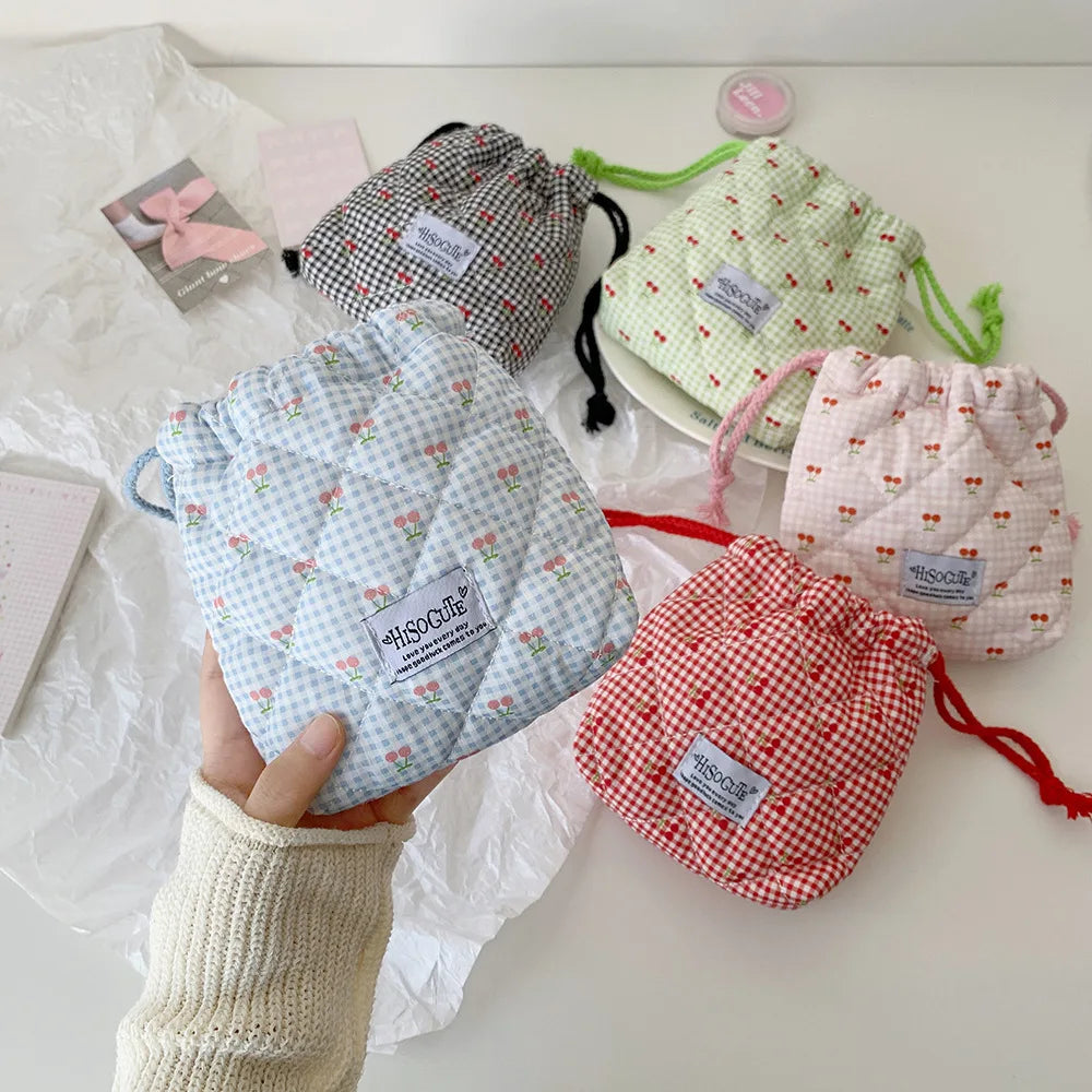 Quilted Drawstring Makeup Bag – Cute Travel Toiletry Pouch Drawstring Makeup Bag Babs