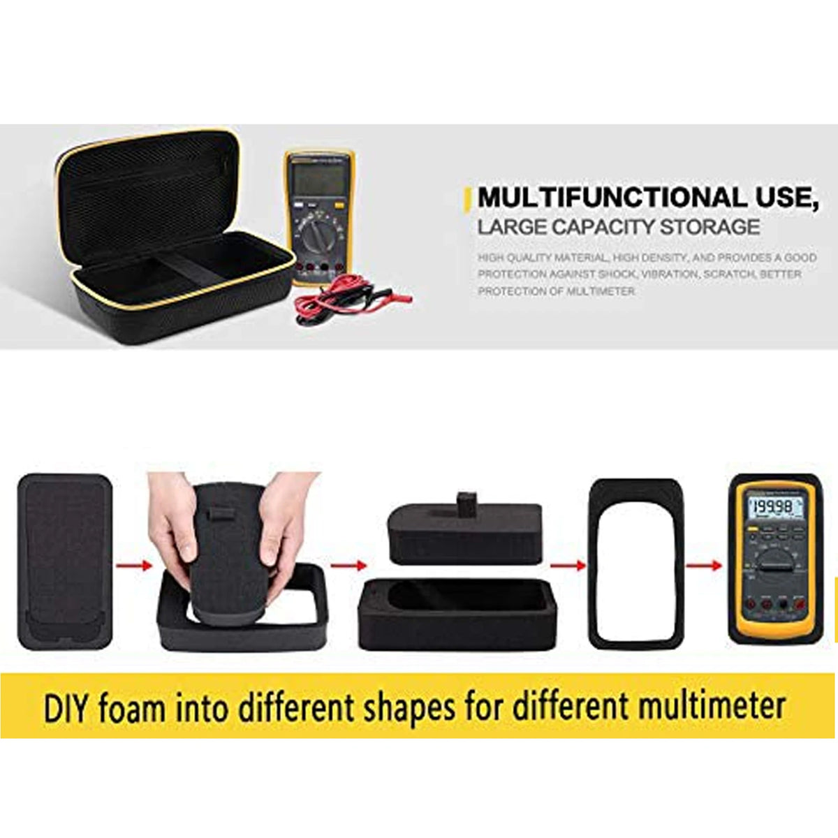 Hard EVA Case for Fluke 117/115/87V/88V Digital Multimeter Multimeter Carry Case Babs