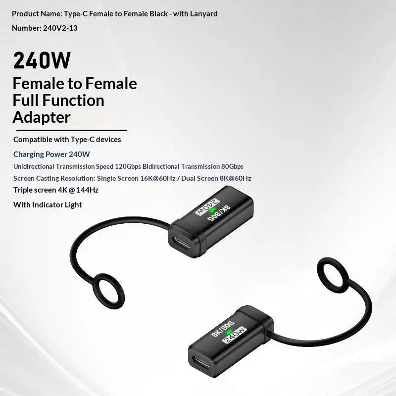 USB4 Right-Angle USB-C Adapter 240W PD 120Gbps 16K Display USB-C Adapter Babs A13
