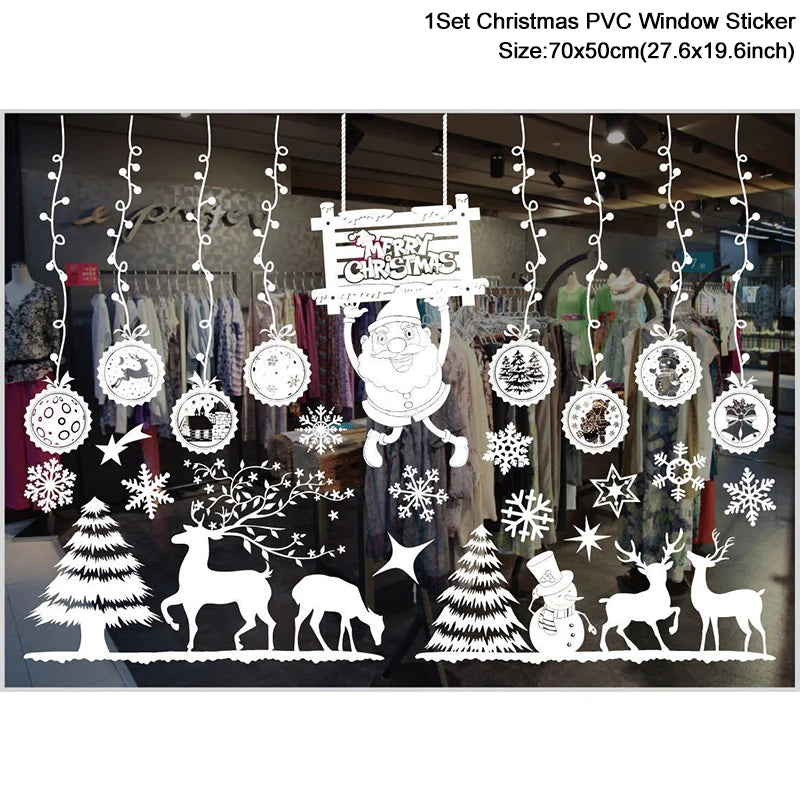 Christmas Window Stickers – Santa & Snowflake DIY Wall Decals Holiday Wall Decals Babs Set21