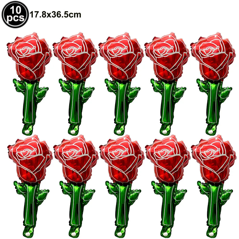 10pcs Mini Rose Flower Balloons – Wedding & Party Décor Foil Party Balloons Babs Marble As pictures show
