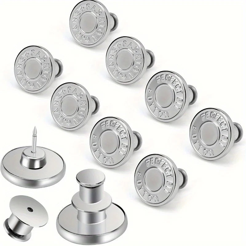 Silvery Metal Detachable Waist Button for Jeans & Skirts Clothing Button Babs
