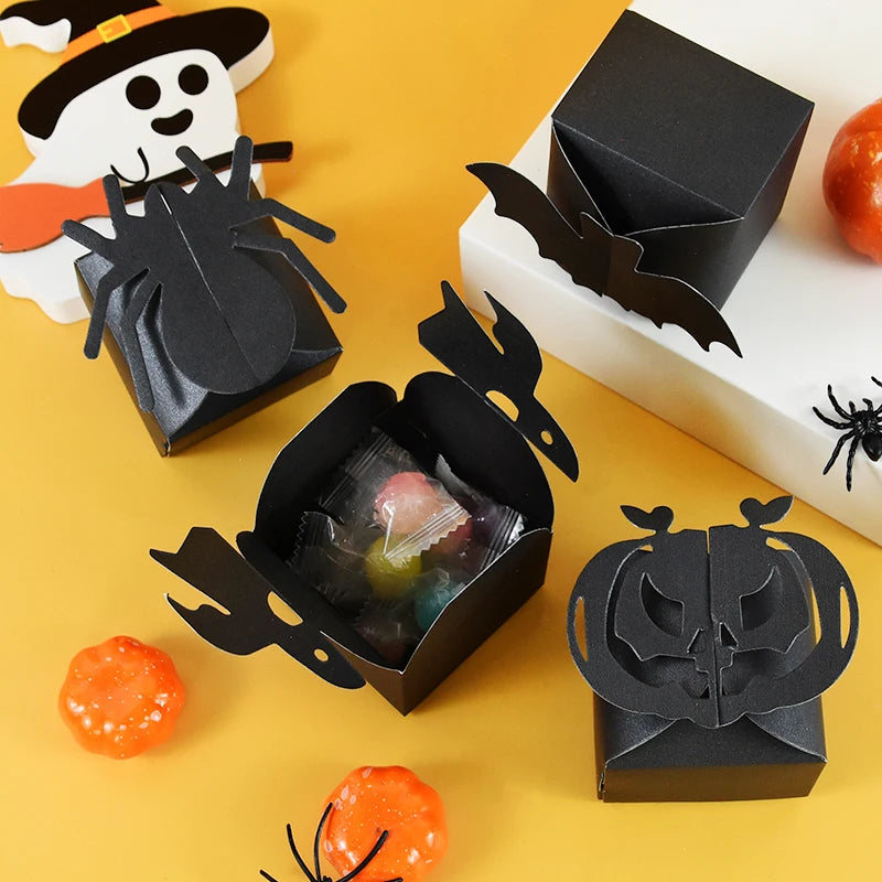 6pcs Halloween Candy Gift Boxes – Spider Bat Pumpkin Treat Bags Halloween Treat Boxes Babs