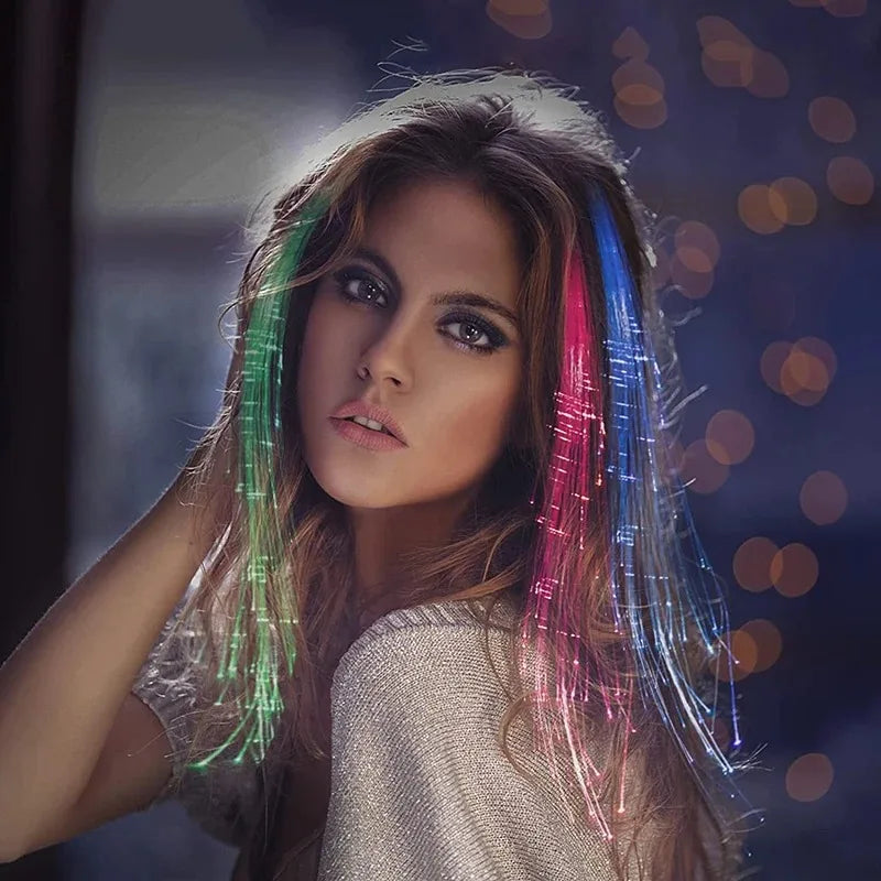 LED Glow Hair Braid Neon String Lights – Party & Costume 1-10PCS LED Hair Accessories Babs