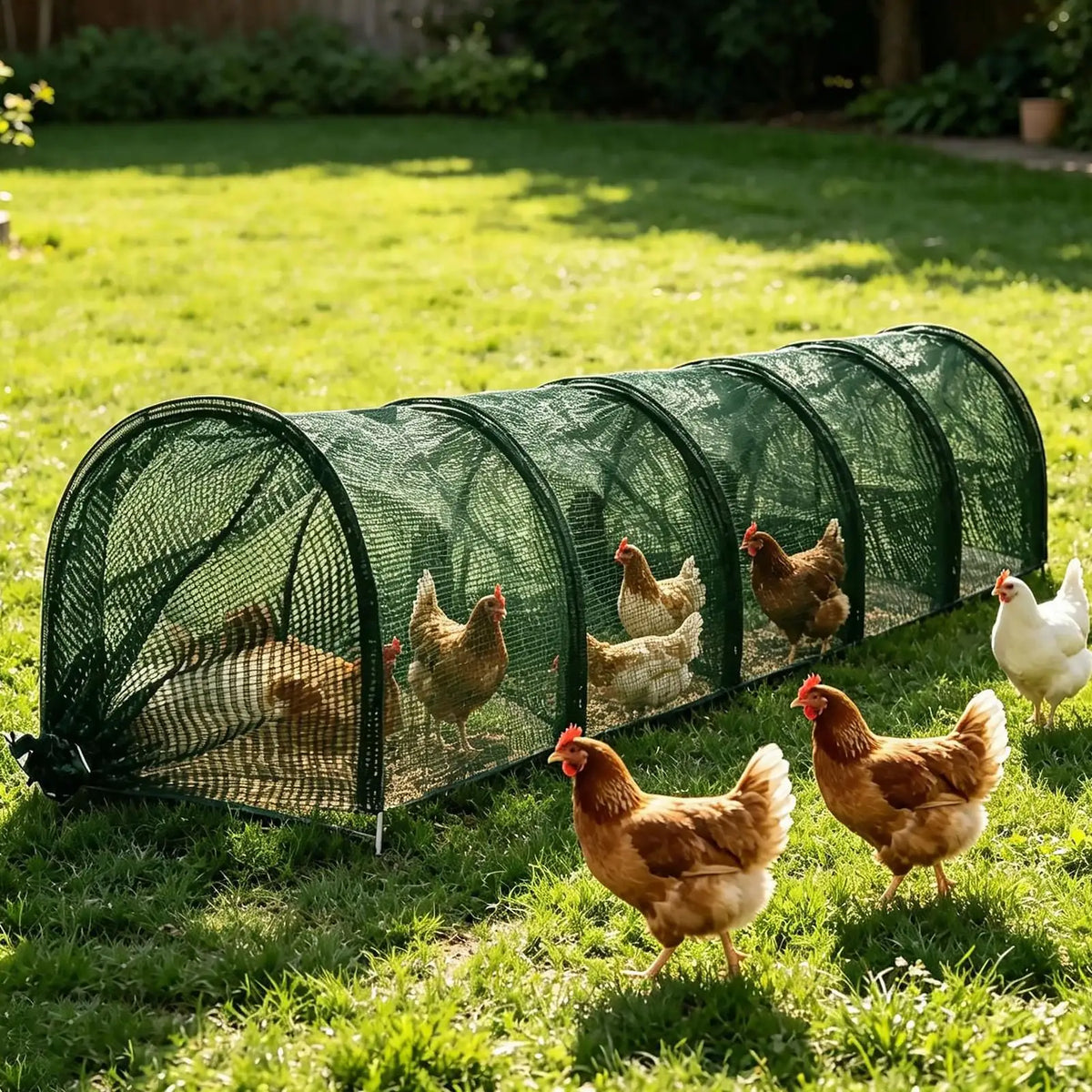 Portable Chicken Tunnel Run – PVC Mesh Shade & Frame for Poultry Chicken Tunnel Run Babs
