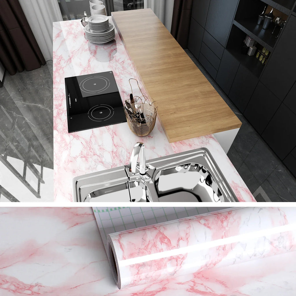 Pink Marble Peel & Stick Vinyl Wallpaper – Waterproof Contact Paper Peel & Stick Wallpaper Babs