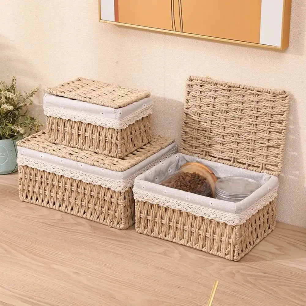 Hand Woven Wicker Storage Basket – Bohemian Home Organizer Wicker Storage Basket Babs