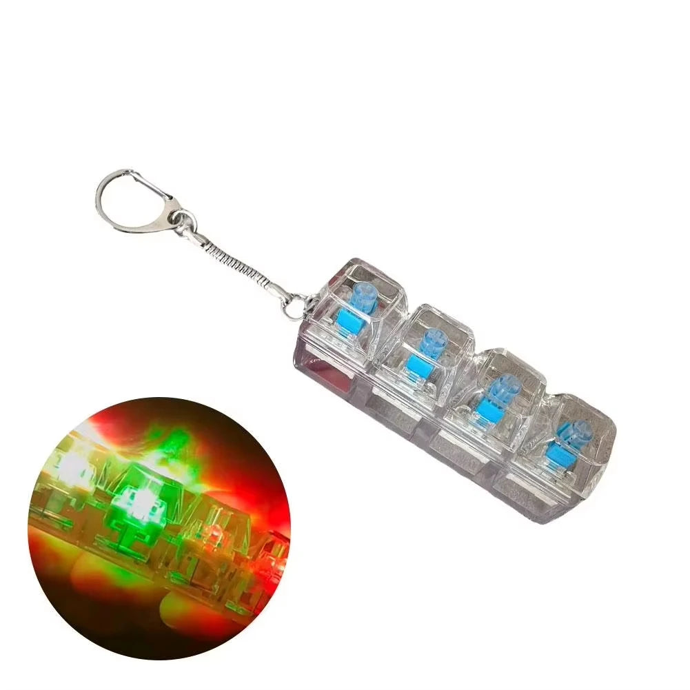 LED Light-Up 4-Key Keyboard Keycap Fidget Keychain Toy LED Fidget Keychain Babs