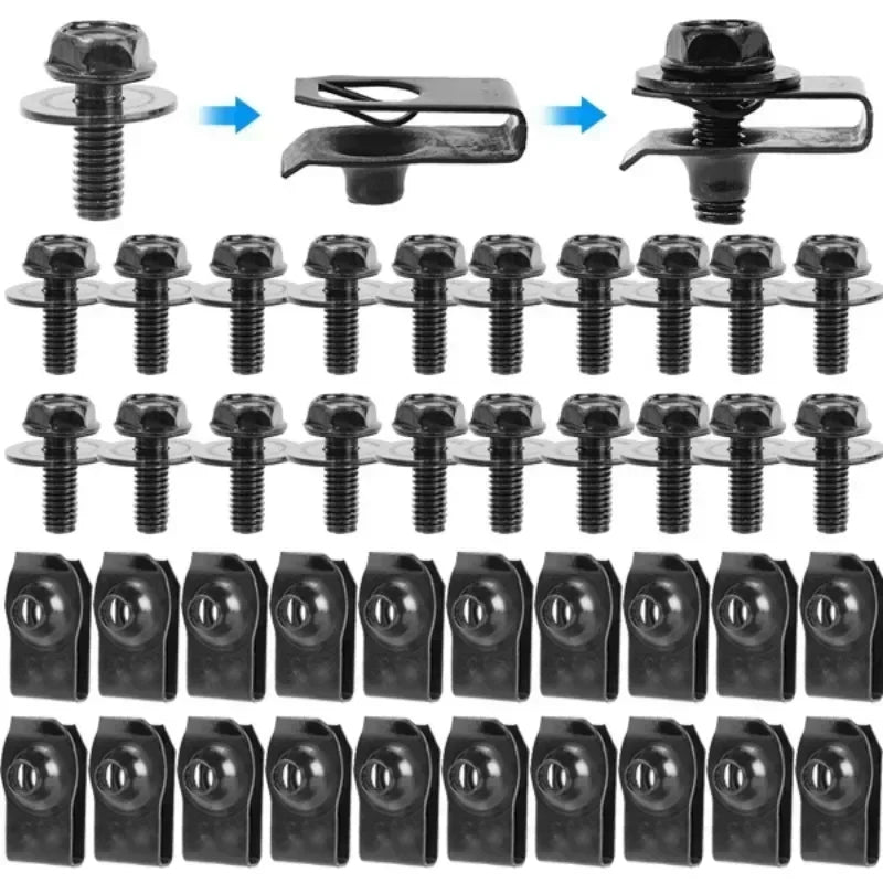 M4/M5 U-Type Nut Clips – Bumper & Fender Retainer Fasteners Automotive Fastener Clips Babs