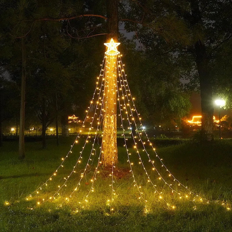 Christmas Tree Topper Star Waterfall Lights with Timer Holiday Fairy Lights Babs