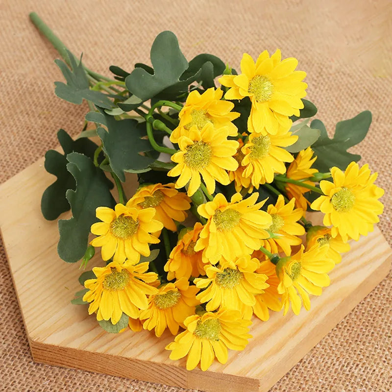 Artificial Silk Daisy Bouquet – Wedding & Home Décor Artificial Flower Bouquet Babs Yellow 1pc