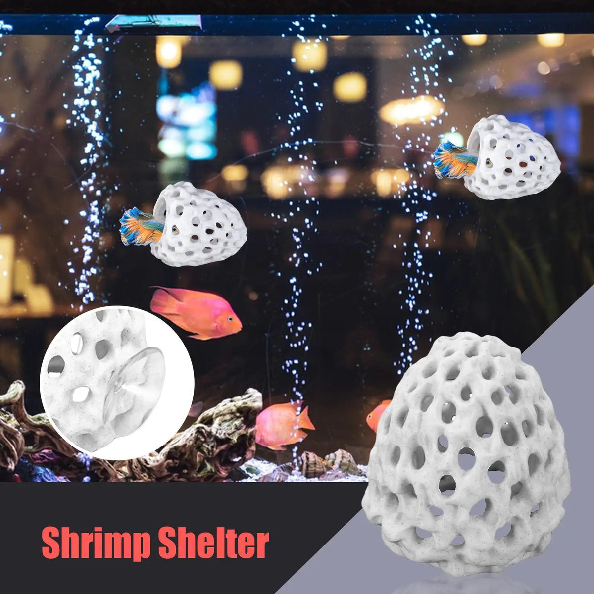 Aquarium Shrimp Cave Hide – Porous Betta & Shrimp Shelter Aquarium Cave Decor Babs