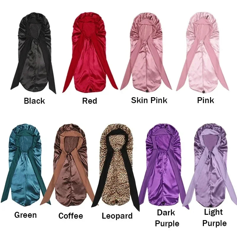 Extra Large Satin Sleep Bonnet with Long Tie – All Hair Types Satin Sleep Bonnet Babs