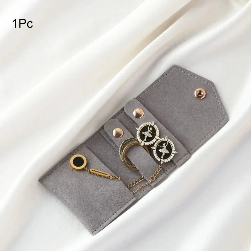 Microfiber Leather Jewelry Pouch – Earrings, Rings & Necklace Jewelry Storage Pouch Babs Grey 6x5cm