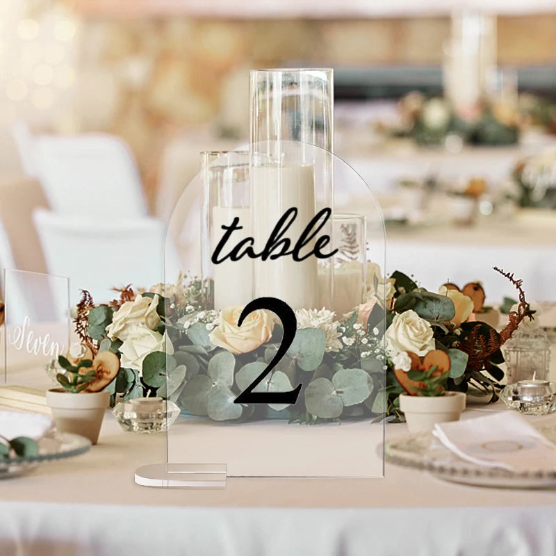 Clear Acrylic Arch Signs with Stand – DIY Wedding Place Cards Acrylic Place Card Holder Babs