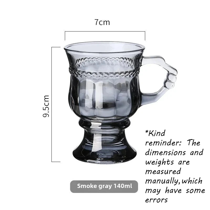 Retro European Glass Coffee Cup with Handle | Elegant Teacup Glass Coffee Cup Babs C