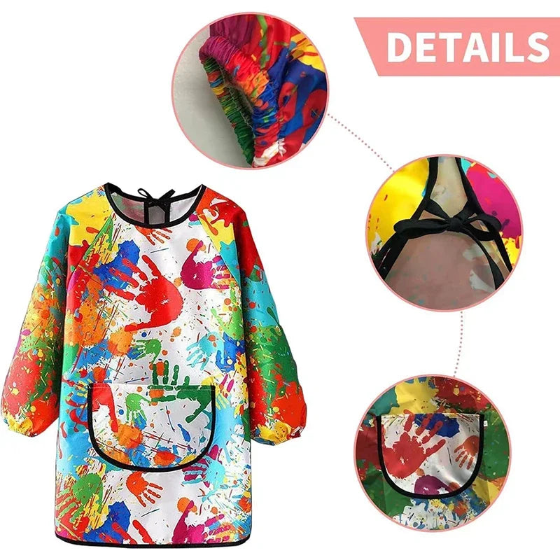 Kids Waterproof Long Sleeve Art Apron – PVC Paint Smock Kids Art Apron Babs