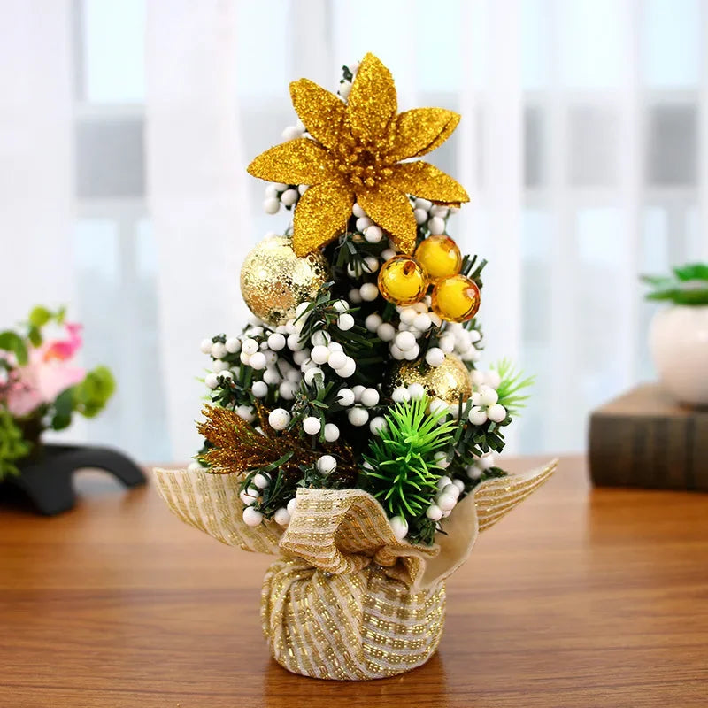 20cm Mini Christmas Tree Desktop Ornament – Festive Decor Mini Christmas Tree Babs Golden 1PC