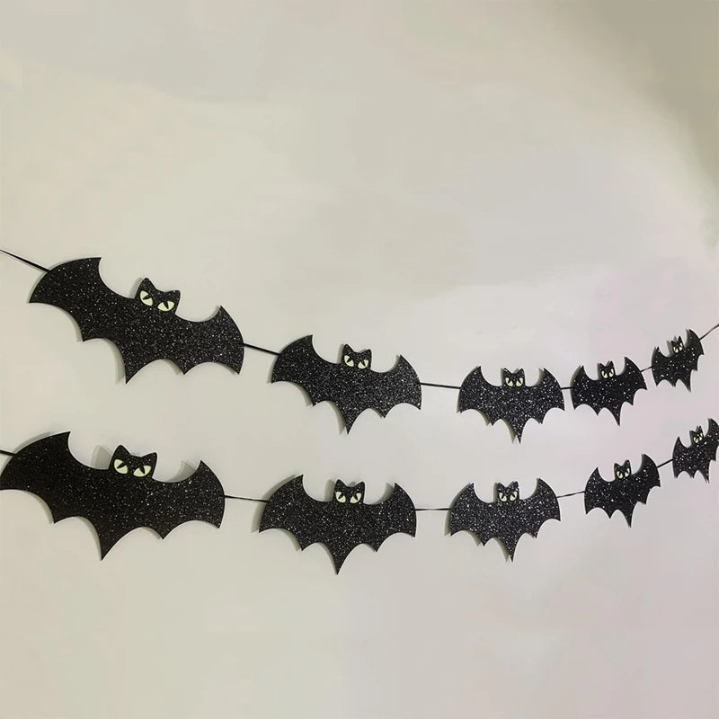 Halloween Glowing Bat Paper Banner Garland Party Decoration Halloween Garland Banner Babs