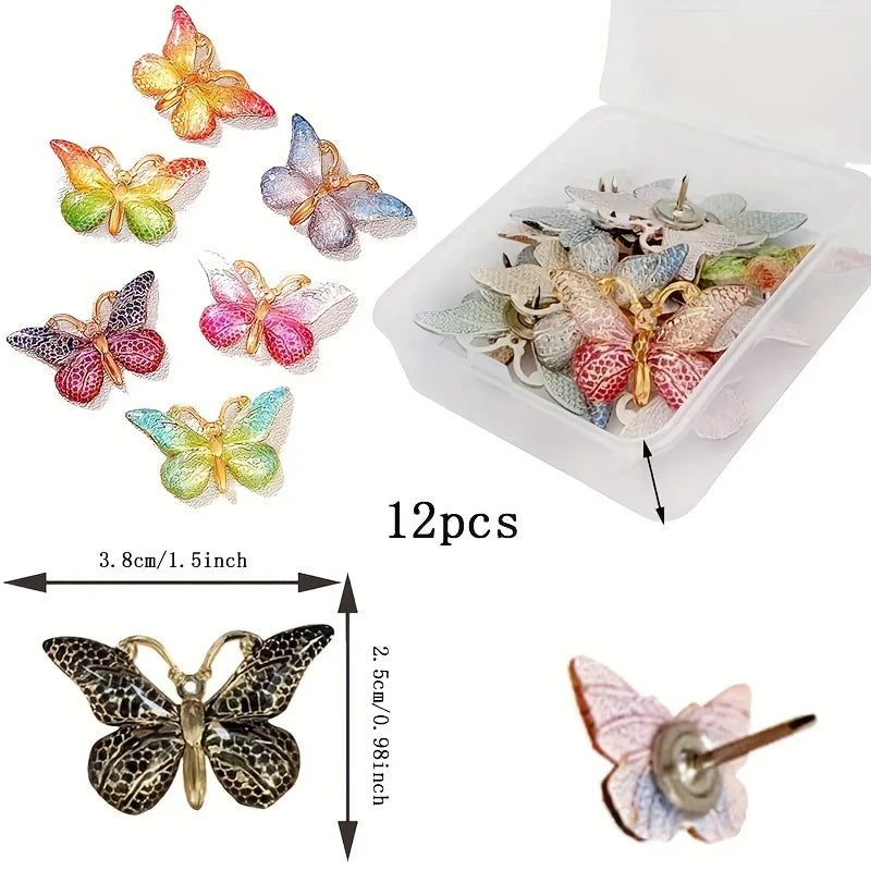 12pcs Kawaii Butterfly Push Pins | Decorative Bulletin Board Tacks Decorative Push Pins Babs