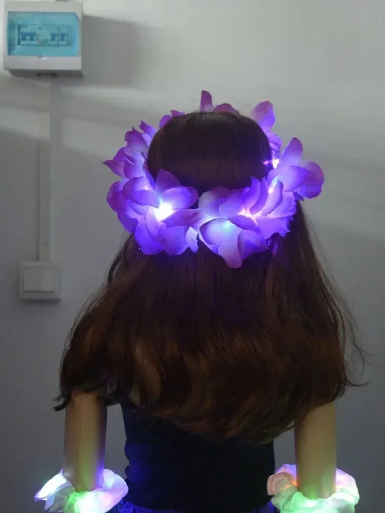 LED Hawaiian Leis Flashing Flower Necklace for Parties LED Party Necklace Babs