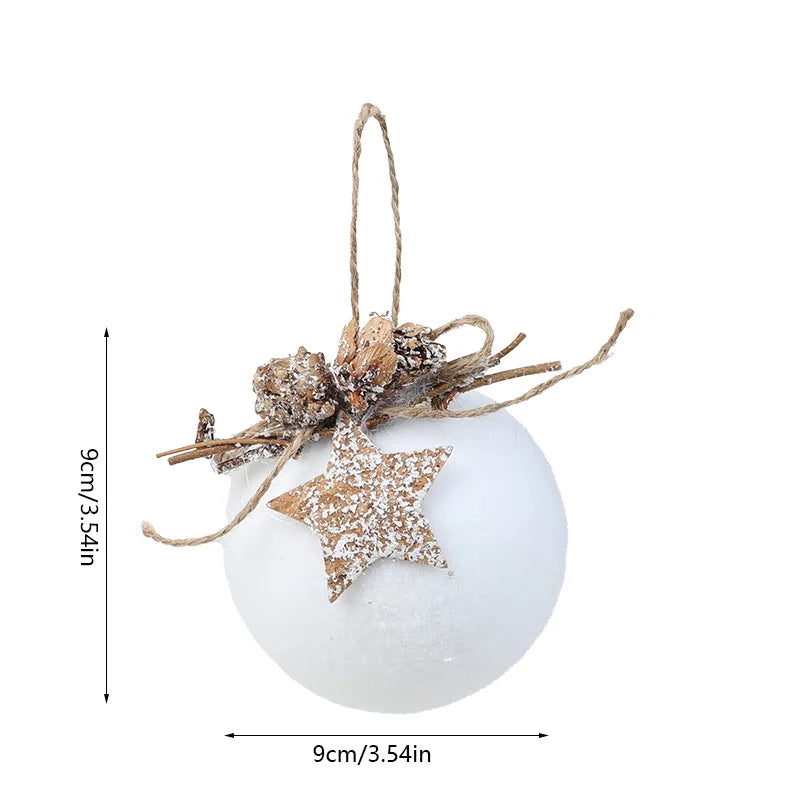 White Foam Christmas Ornaments – Snowflake & Ball Pendants Christmas Tree Ornaments Babs Ball