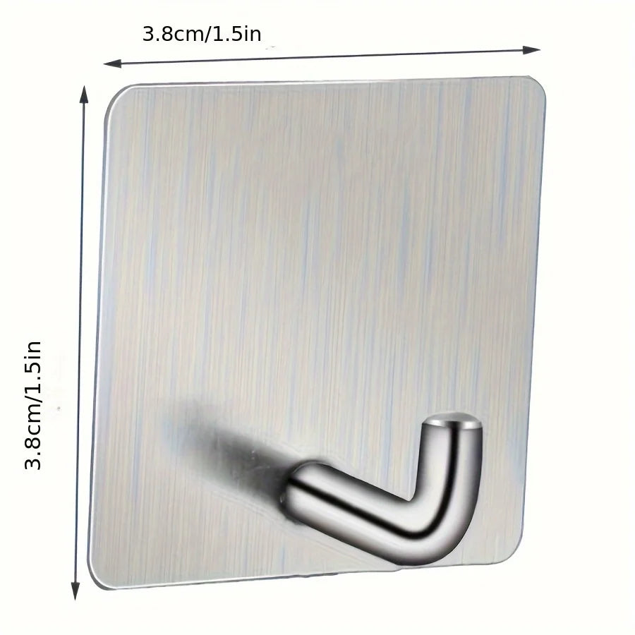 Heavy-Duty Stainless Steel Adhesive Hooks – No Drilling (2/5 Pack) Adhesive Wall Hooks Babs