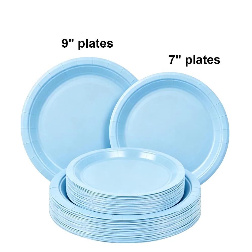 Disposable Paper Plates 7" & 9" Set – Party & Event Supplies Disposable Paper Plates Babs blue 100pcs