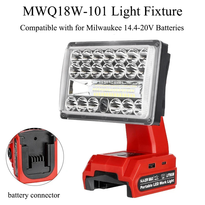 28W LED Work Light USB-C | Fits Makita, Milwaukee, Bosch, Ryobi LED Work Light Babs For Milwaukee