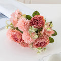 Silk Peony & Hydrangea Artificial Bouquet | Wedding Home Decor Artificial Flower Bouquet Babs Champagne 1 pc