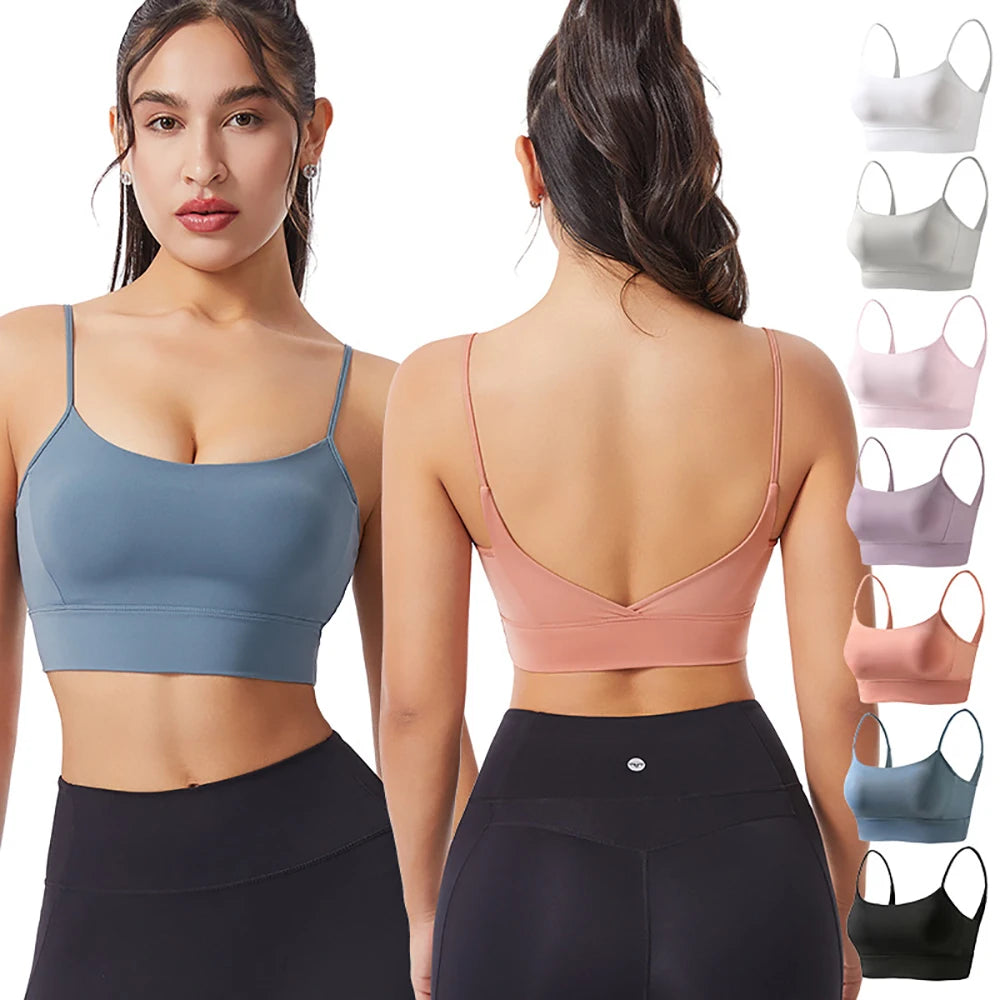 Women's Low Back Padded Sports Bra – Wireless Yoga Bralette Sports Bra Babs