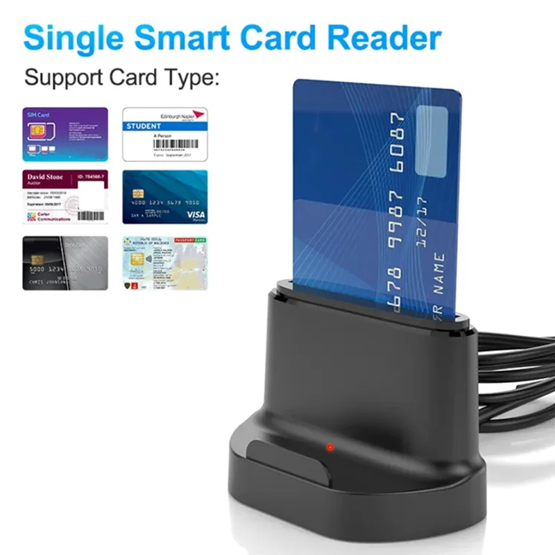 USB Smart Card Reader – ISO 7816, ATM & Tax Card Support USB Card Reader Babs Black