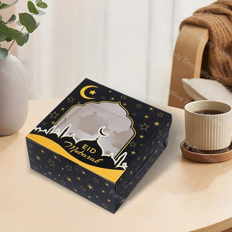 Eid Mubarak Cupcake Gift Boxes – Ramadan Kareem Party Decor Holiday Gift Boxes Babs