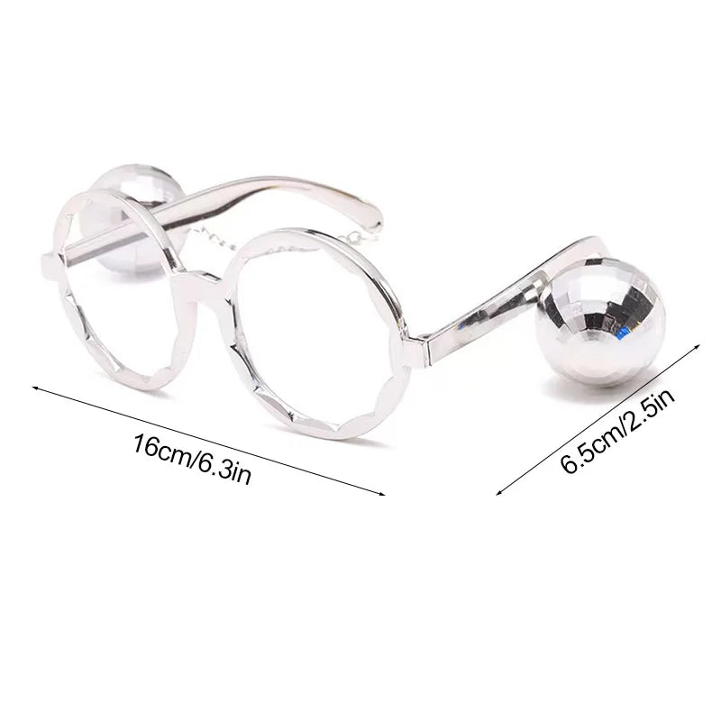 Disco Ball Hat & Sunglasses – 80s Party & Bride Décor Set Party Costume Accessory Babs Glasses