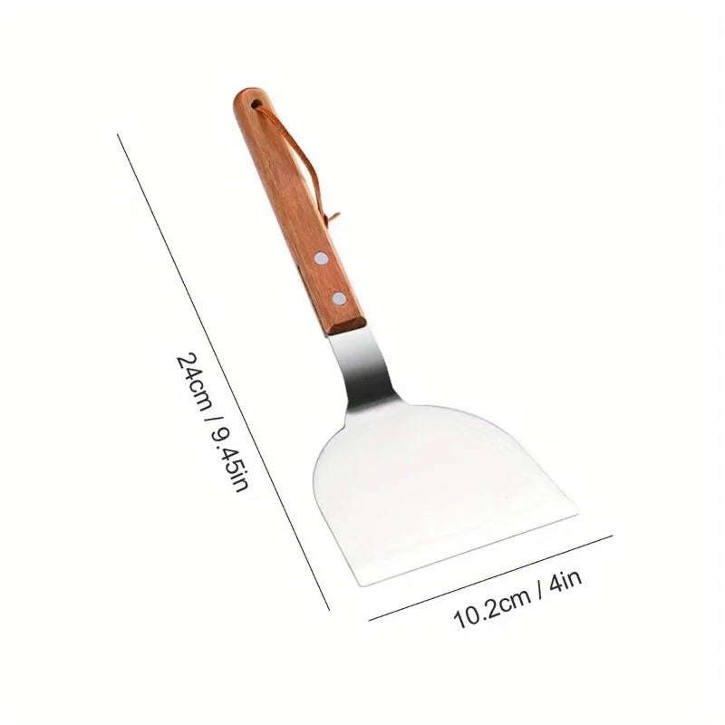 Stainless Steel Cooking Spatula Wood Handle – BBQ & Kitchen Cooking Spatula Babs