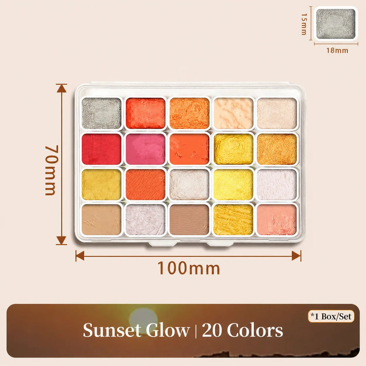 20-Color Metallic Pearlescent Solid Watercolor Paint Set Watercolor Paint Set Babs A6