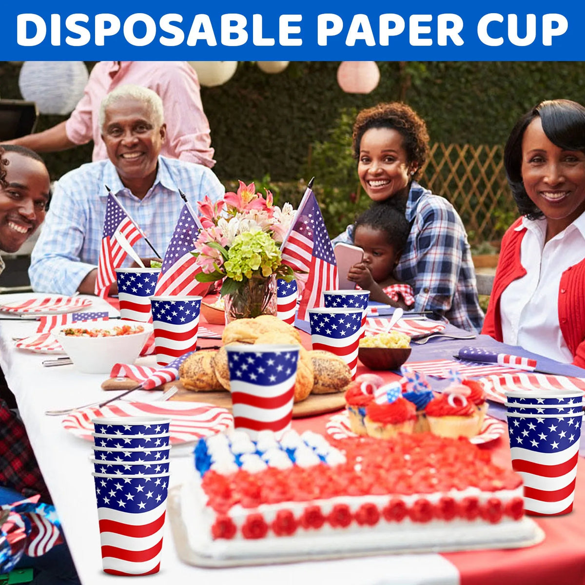10-Pack Independence Day Paper Cups | American Flag Party Cups Disposable Party Cups Babs