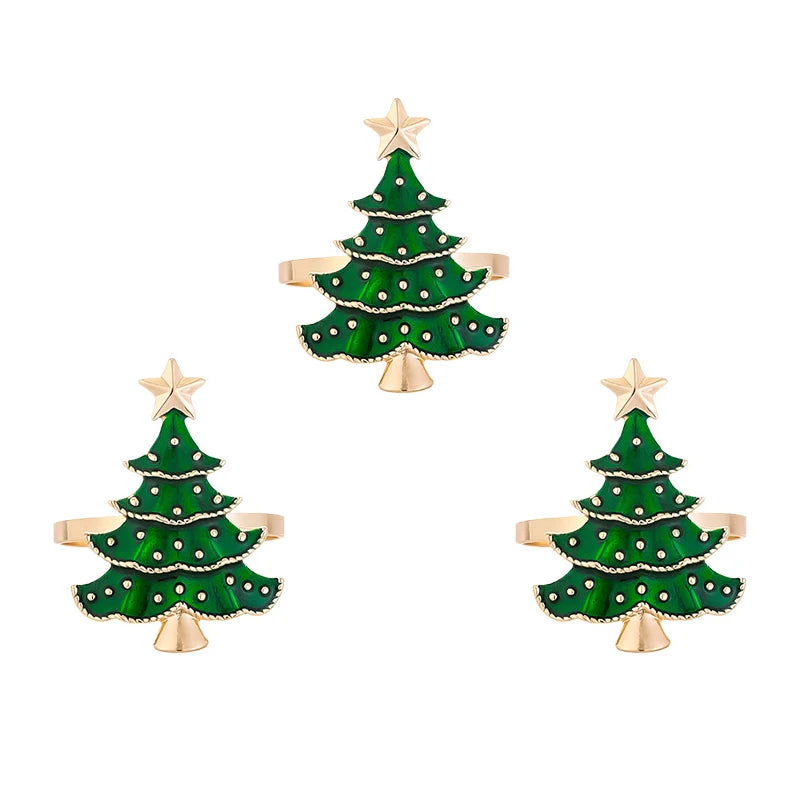 Christmas Napkin Rings Xmas Tree Table Decoration Set 1/6 Pcs Napkin Rings Babs 3Pcs