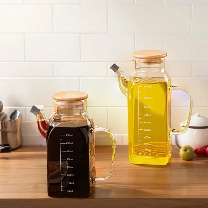 Borosilicate Glass Oil Dispenser Bottle – Non-Drip Square Glass Oil Dispenser Babs
