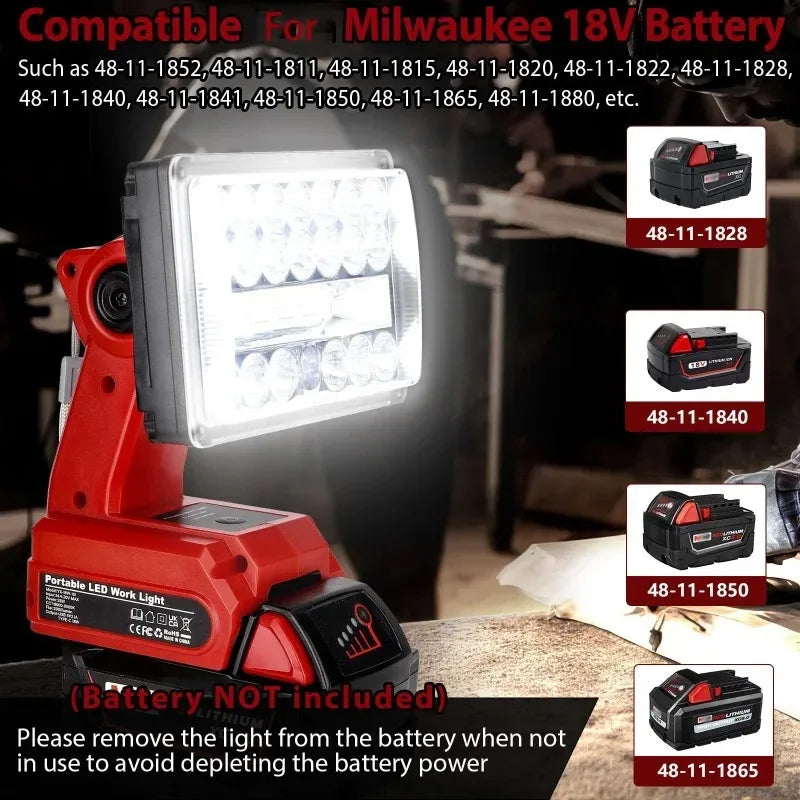 28W LED Work Light USB-C | Fits Makita, Milwaukee, Bosch, Ryobi LED Work Light Babs