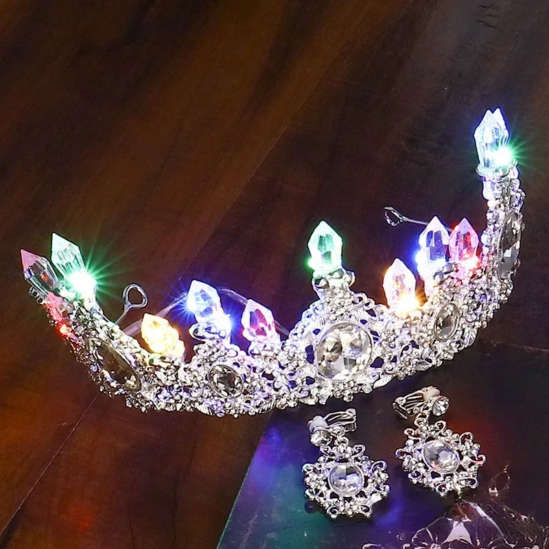 LED Light-Up Bride Crown Tiara | Rhinestone Princess Hair Accessory LED Rhinestone Tiara Babs 1