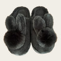 Women's Winter Plush Slippers – Non-Slip Fluffy Cozy House Shoes Plush House Slippers Babs 42-43 black