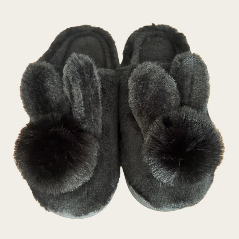 Women's Winter Plush Slippers – Non-Slip Fluffy Cozy House Shoes Plush House Slippers Babs 42-43 black
