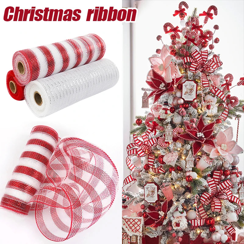 10 Yards Christmas Mesh Ribbon – DIY Wreaths & Xmas Decor Craft Mesh Ribbon Babs